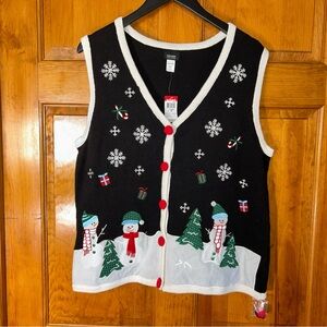 SOLD-Holiday Editions K-Mart Christmas Sweater Vest Size XL-NWT VINTAGE